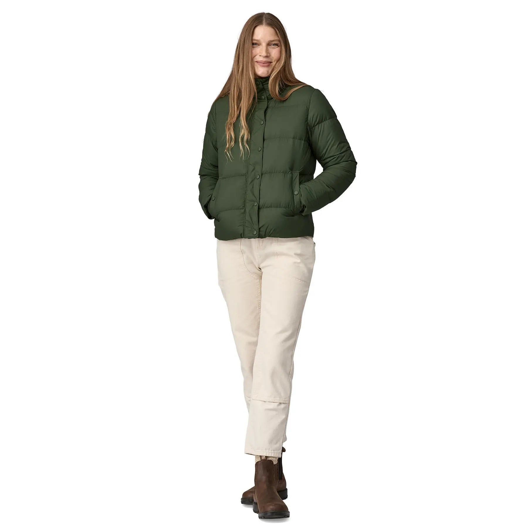 Women's Silent Down Jacket in Torrey Pine Green | Patagonia Bend